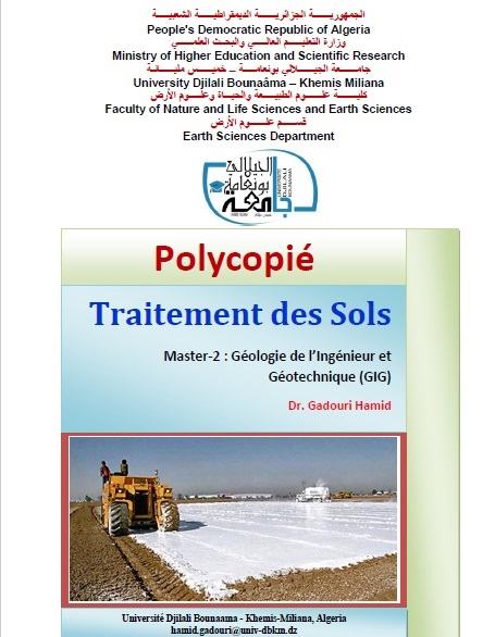 Polycopié de cours - Traitement des sols - M2-Géologie de l'Ingénieur et Géotechnique